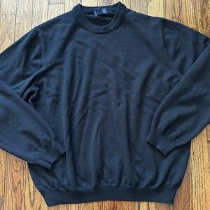 Brooks Brothers Wool Mix Black Crewneck Sweater Classic Style XL